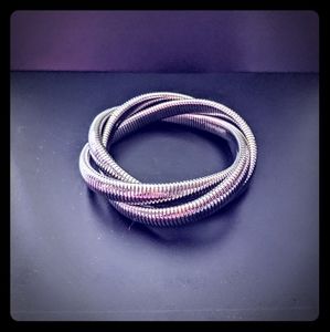 Canvas silver bangle bracelet